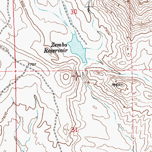 Topographic Map of Zemba Dam, WY