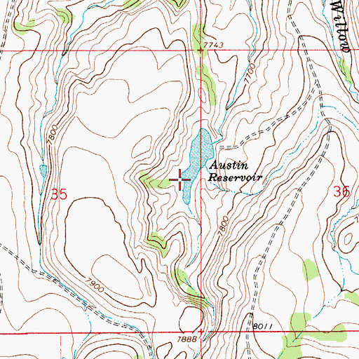 Topographic Map of Heber Reservoir, WY