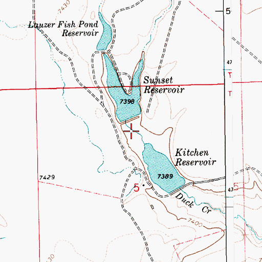 Topographic Map of Sunset Dam, WY