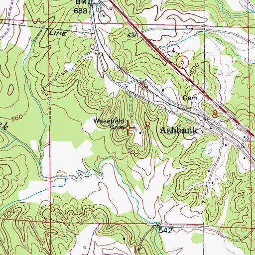 Topographic Map of Ingle & Wakefield Cemetery, AL