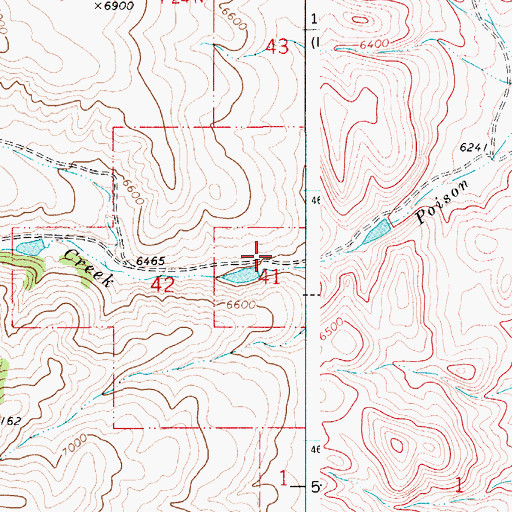 Topographic Map of Poison Creek Dam, WY