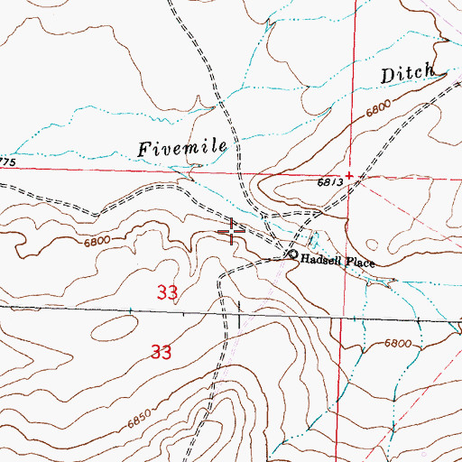 Topographic Map of Hadsell Dam, WY
