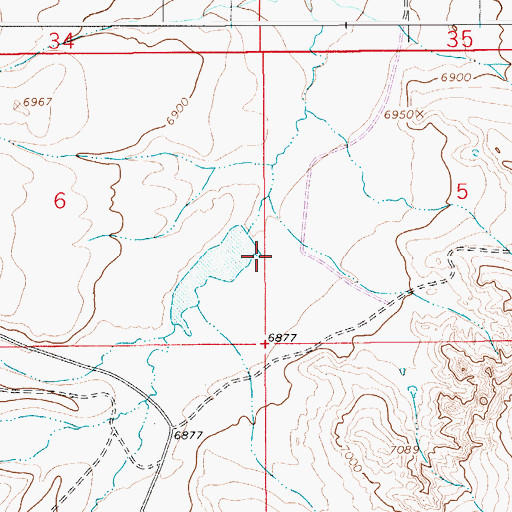 Topographic Map of Richey Dam, WY