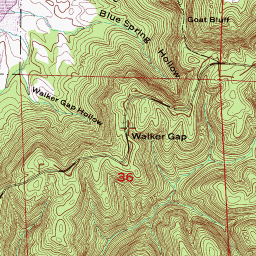 Topographic Map of Walker Gap, AL