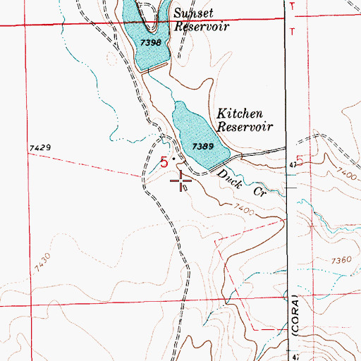 Topographic Map of Kitchen Dam, WY