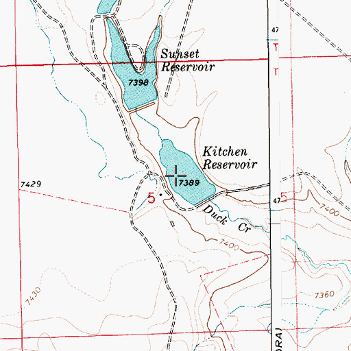 Topographic Map of Kitchen Reservoir, WY