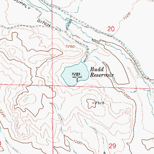 Topographic Map of Joe Budd Dam, WY