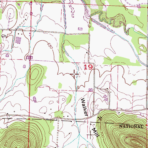 Topographic Map of Walker Mill Hollow, AL