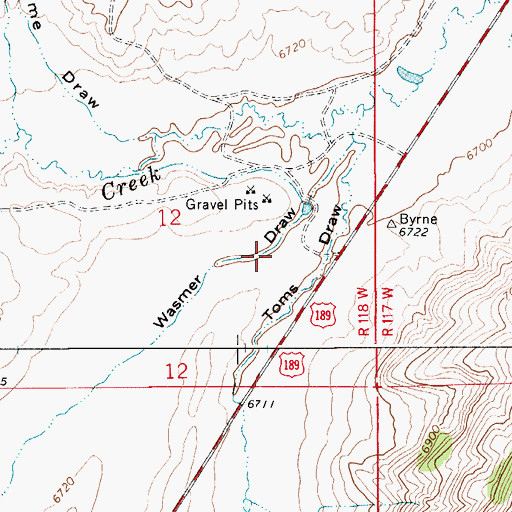 Topographic Map of Painter Number 1 Reservoir, WY