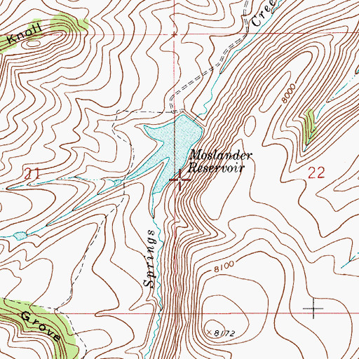 Topographic Map of Moslander Dam, WY