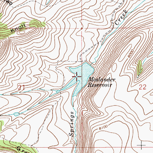 Topographic Map of Moslander Reservoir, WY
