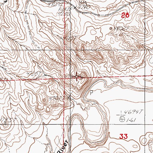 Topographic Map of Durham Dam, WY