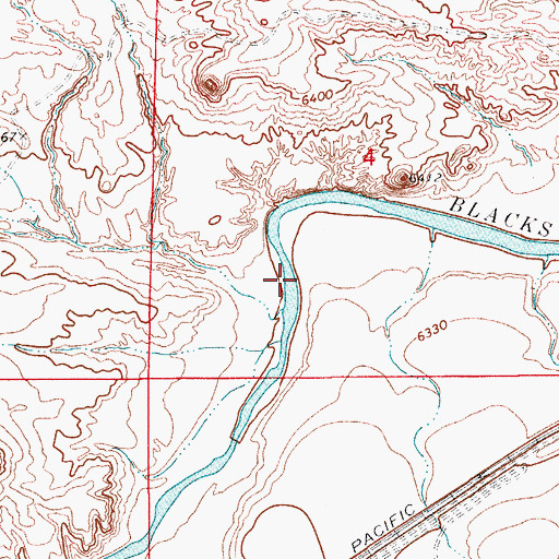 Topographic Map of Church Buttes Dam, WY