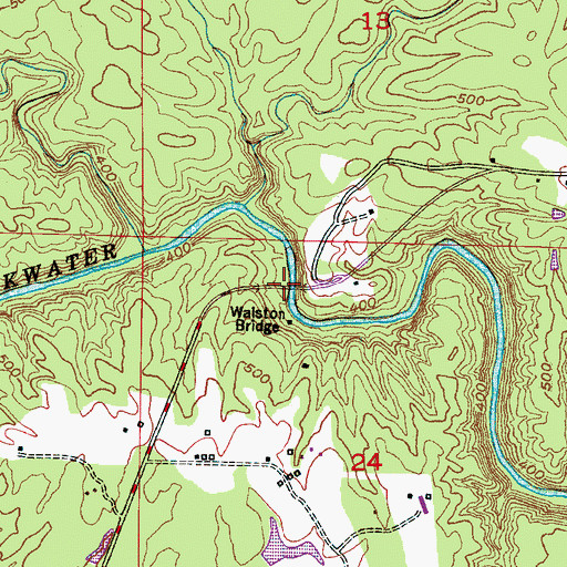 Topographic Map of Walston Bridge, AL