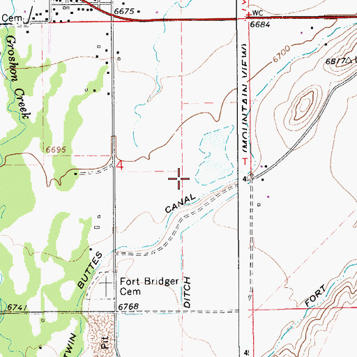 Topographic Map of Erickson Dam and Reservoir, WY