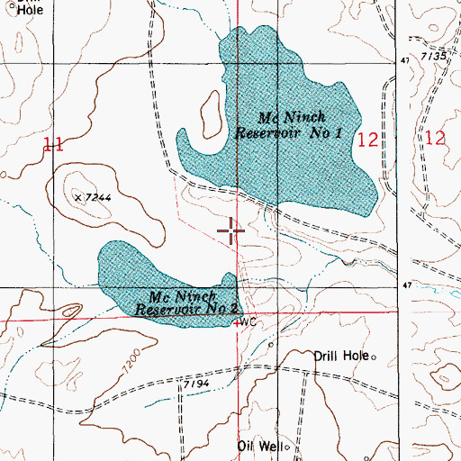 Topographic Map of McNinch Reservoir Number 1 Dam, WY
