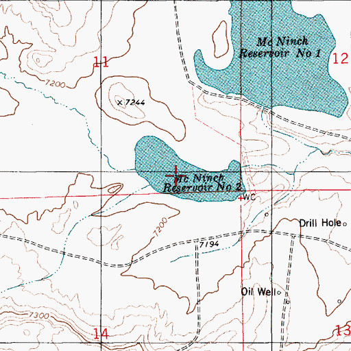 Topographic Map of McNinch Number 2 Reservoir, WY