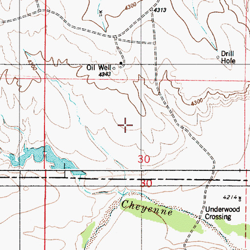 Topographic Map of Keaton Number Fs 9 249 13 Reservoir, WY