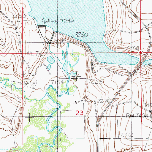 Topographic Map of Lake Viva Naughton Dam, WY
