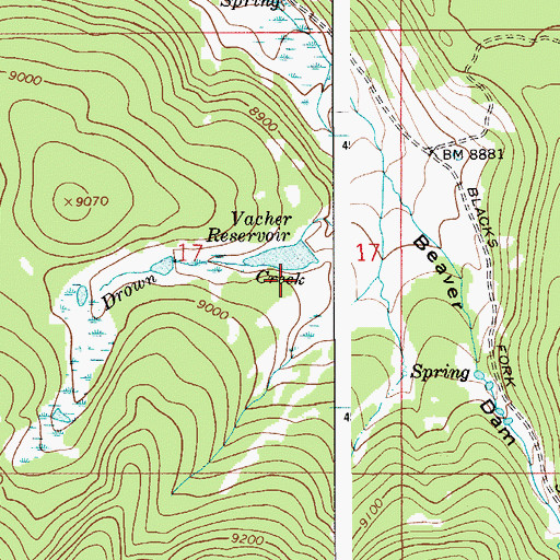 Topographic Map of Vacher Dam, WY