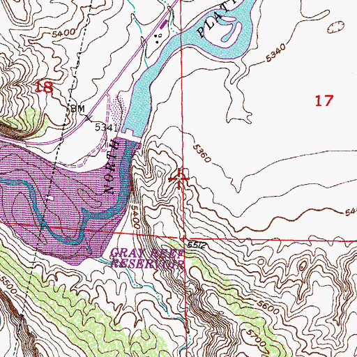 Topographic Map of Gray Reef Reservoir, WY
