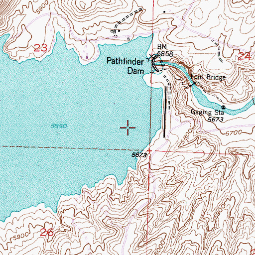 Topographic Map of Pathfinder Dike Dam, WY