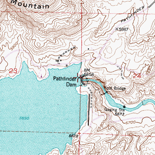 Topographic Map of Pathfinder Dam, WY
