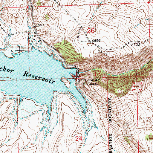 Topographic Map of Anchor Dam, WY