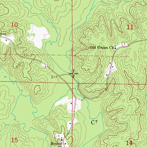 Topographic Map of Water Branch, AL