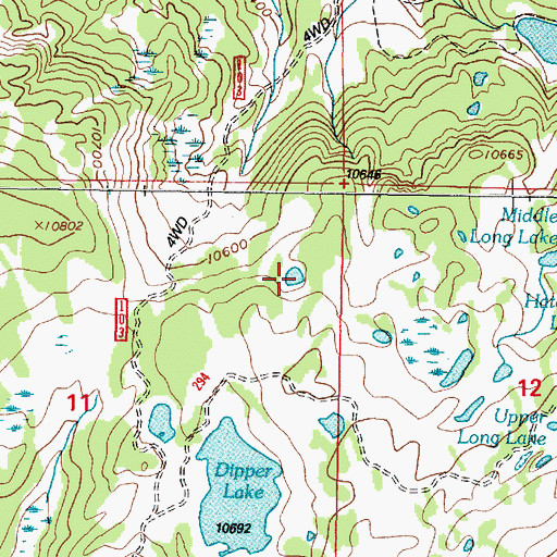 Topographic Map of Dipper Lake, WY
