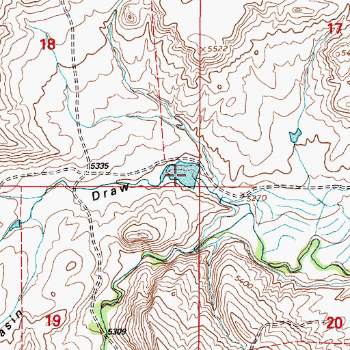 Topographic Map of Basin Reservoir, WY
