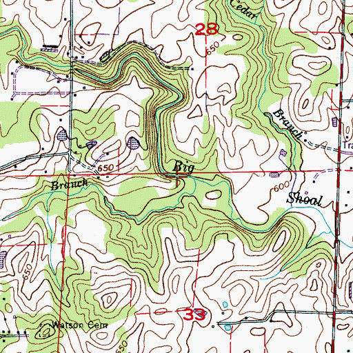 Topographic Map of Watson Branch, AL
