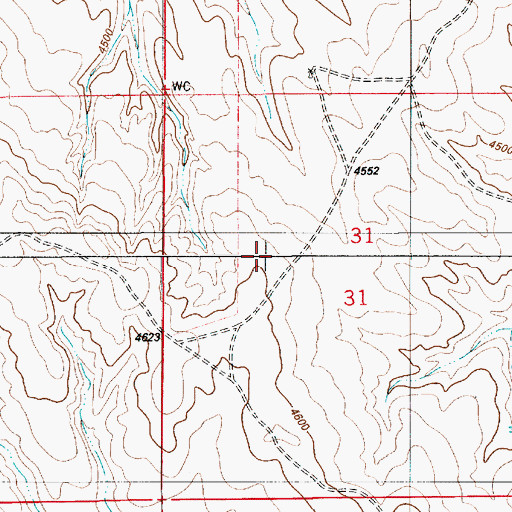 Topographic Map of Cellers 9-499-4 Reservoir, WY