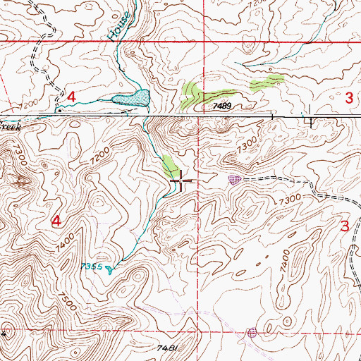 Topographic Map of Shellhart Fish and Stock Reservoir, WY