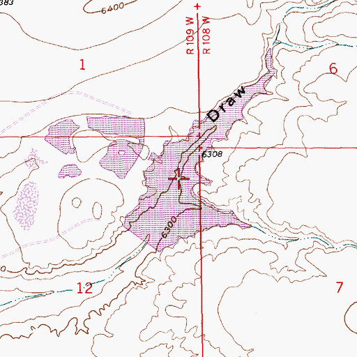 Topographic Map of Stevens Draw Reservoir, WY