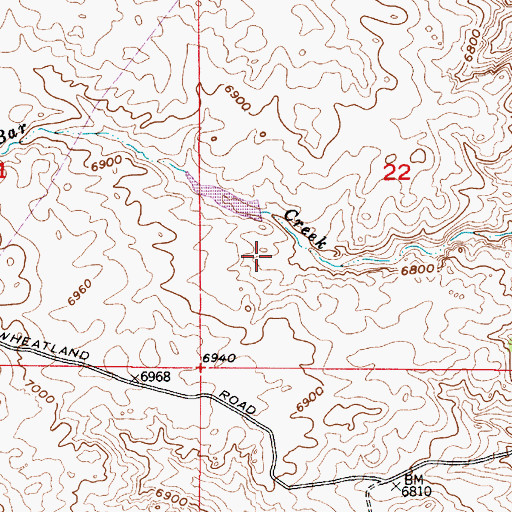 Topographic Map of Two Bar Number 1 Reservoir, WY