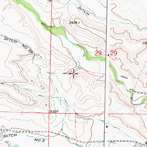 Topographic Map of Muddy Guard Reservoir Number 2, WY