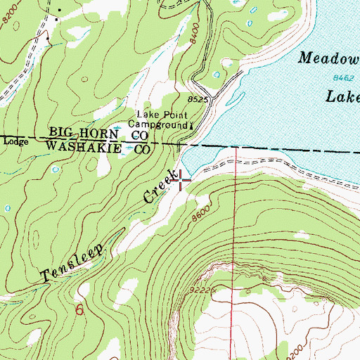 Topographic Map of Tensleep Reservoir Dam, WY