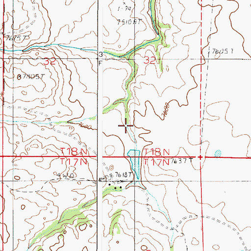 Topographic Map of Alvie Number One Reservoir, WY