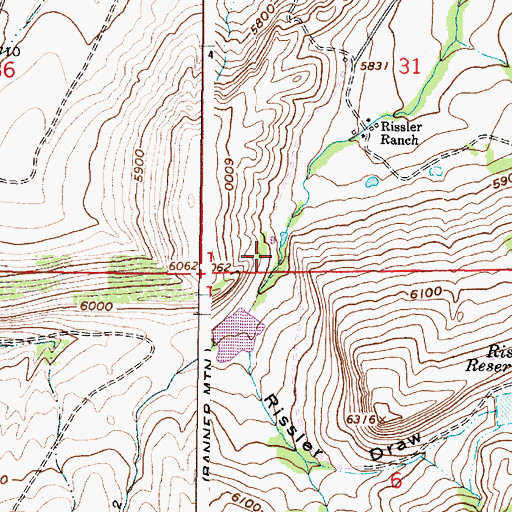 Topographic Map of Cardine-Keith Reservoir, WY