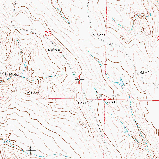 Topographic Map of Granger Reservoir Dam, WY