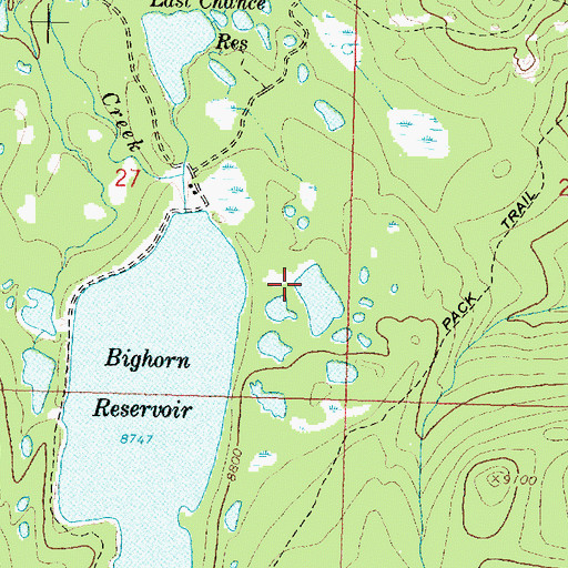 Topographic Map of Willits Reservoir Dam, WY