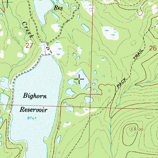 Topographic Map of Willits Reservoir, WY