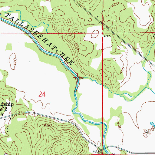Topographic Map of Weewoka Creek, AL