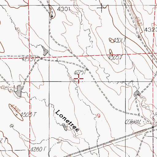 Topographic Map of Brown Comm 9-497-2 Reservoir, WY