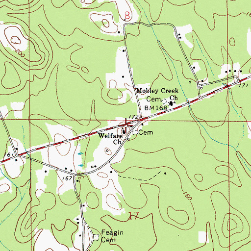 Topographic Map of Welfare Church, AL