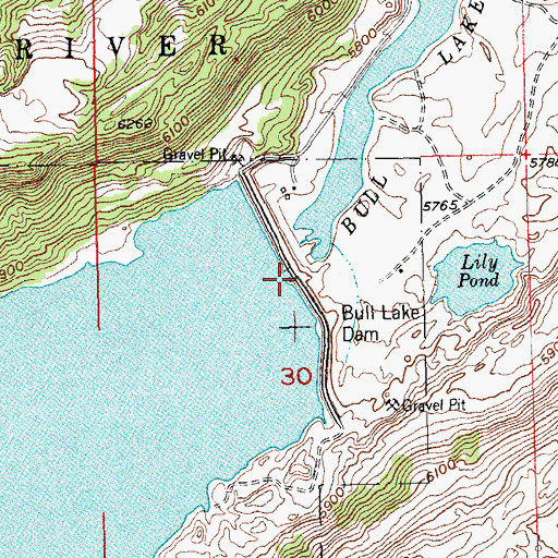 Topographic Map of Bull Lake Dam, WY