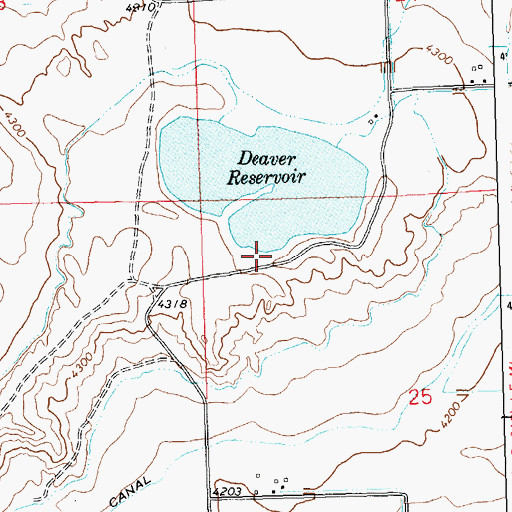 Topographic Map of Deaver Dam, WY