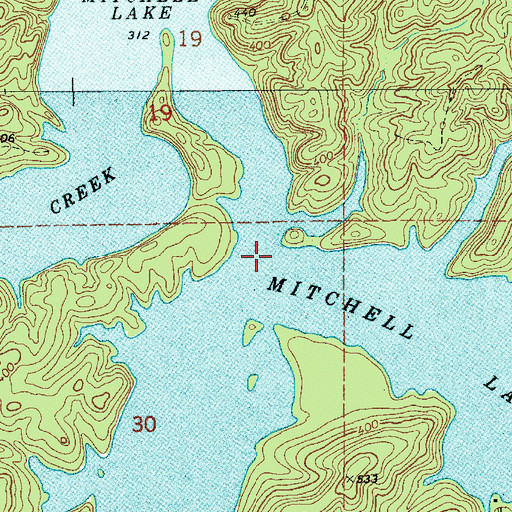 Topographic Map of Weogufka Creek, AL