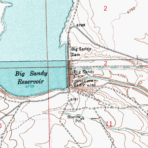 Topographic Map of Big Sandy Dam, WY